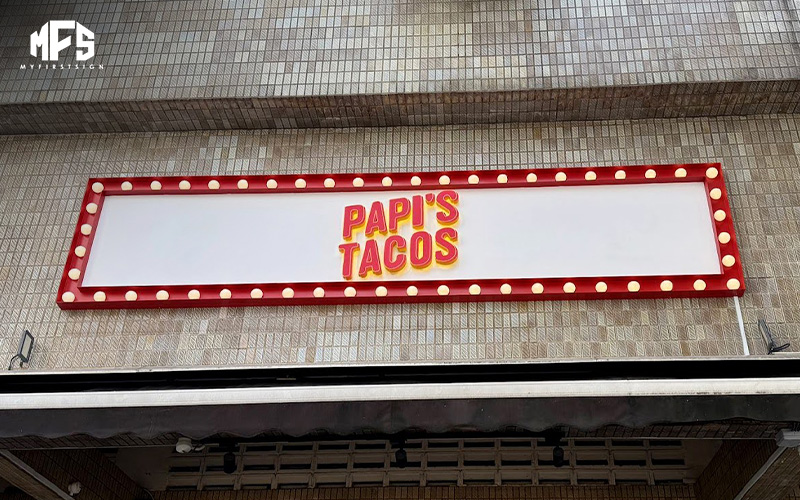 Papis Tacos restaurant light box display sign
