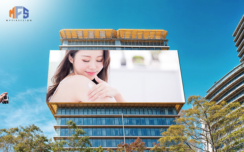 Digital billboard advertising on a building