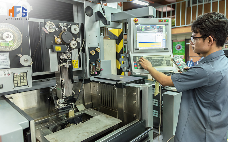 Manufacturing eco-friendly signage with industrial machinery